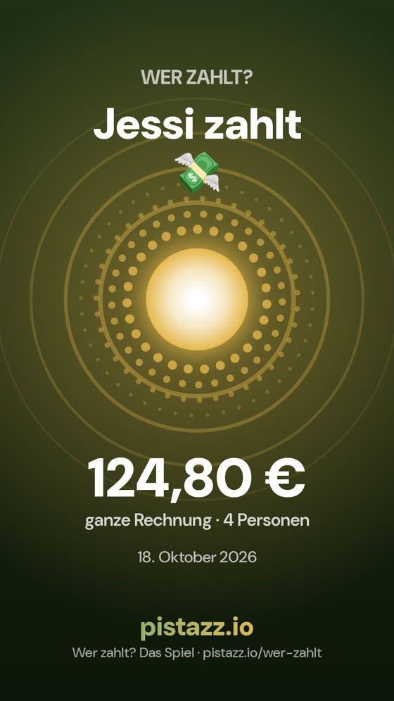 Story-Karte: Jessi zahlt 124,80 Euro, ganze Rechnung, 4 Personen