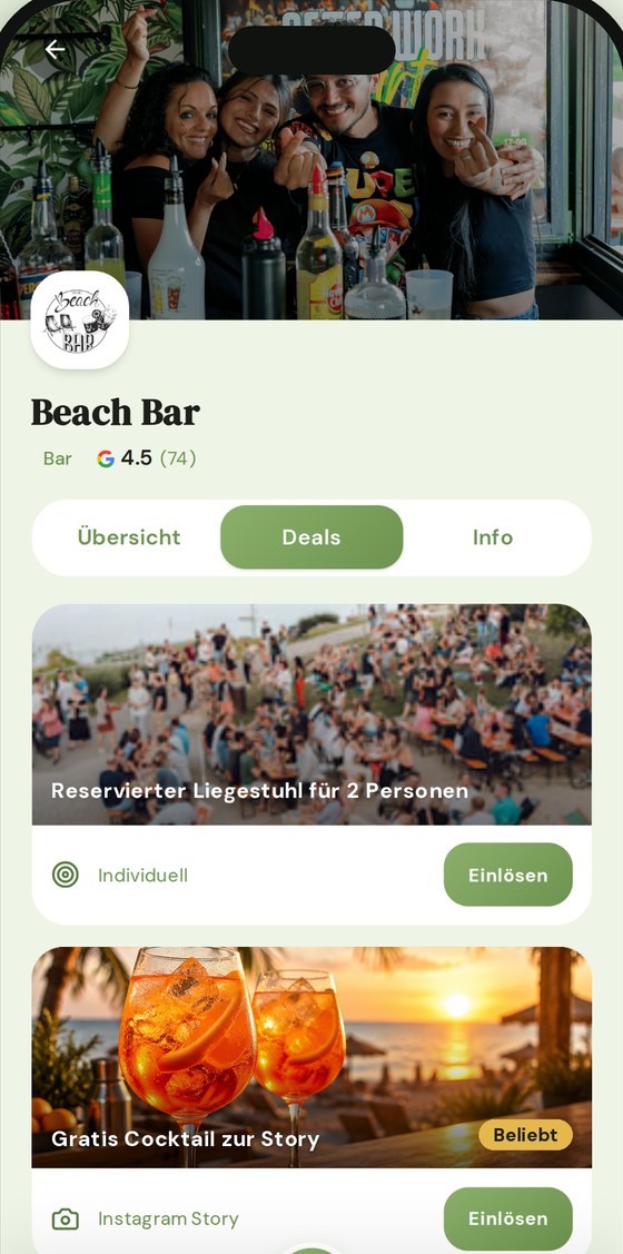 pistazz.io App: Deals der Beach Bar