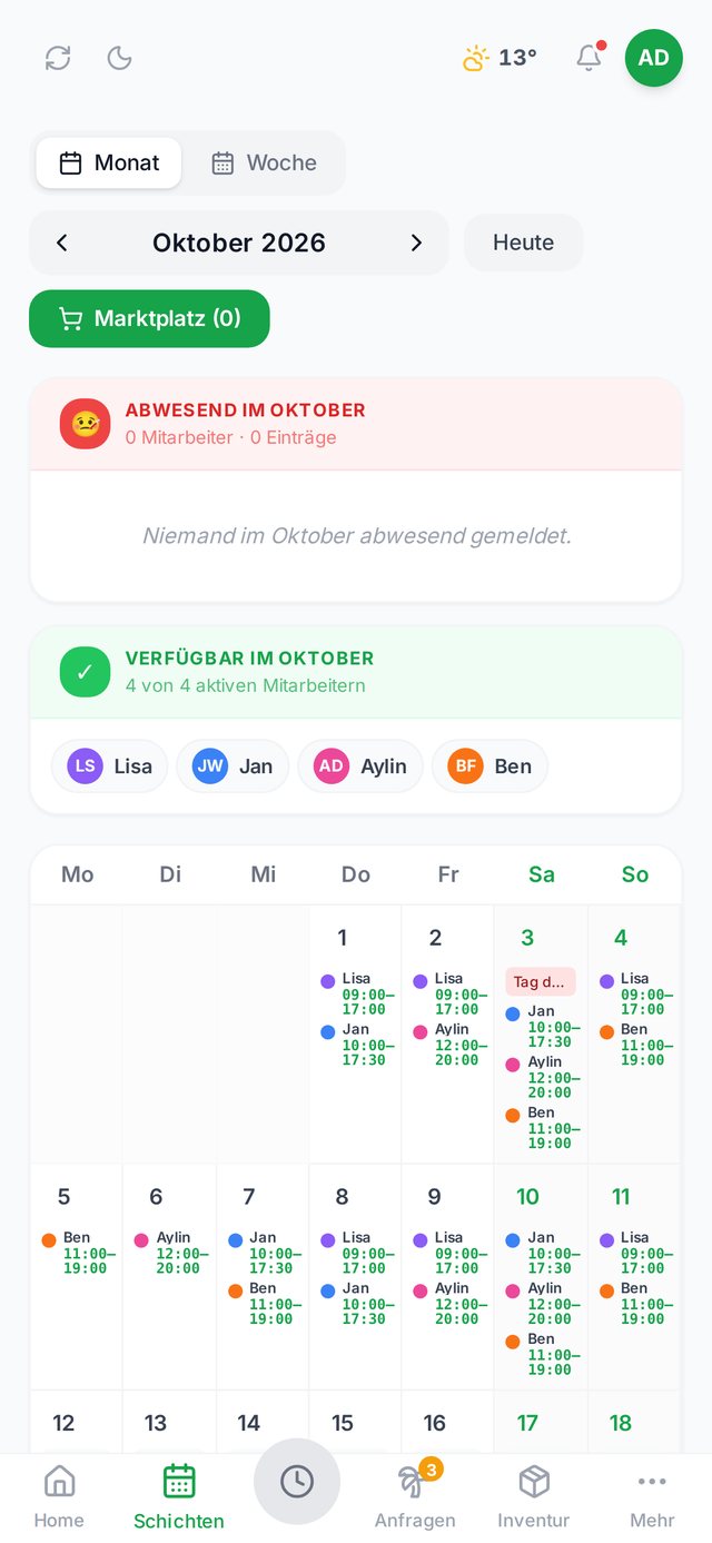 Team Work App: Schichtplanung im Kalender