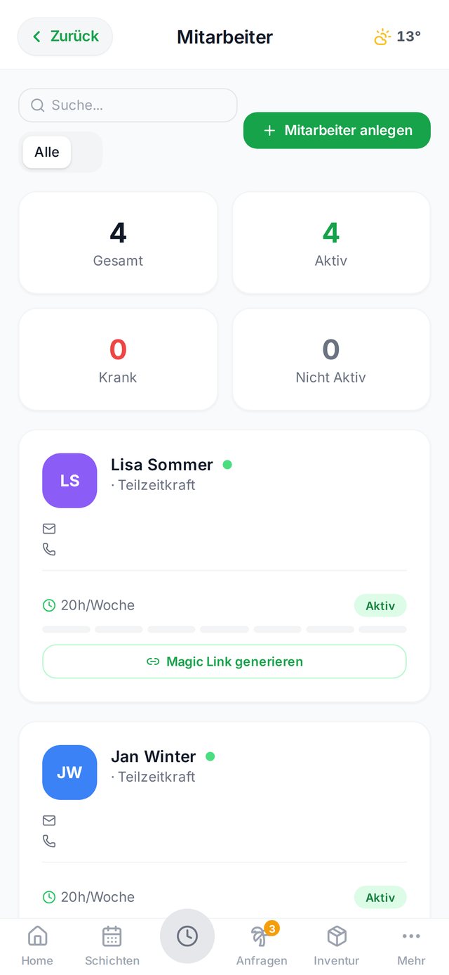 Team Work App: Mitarbeiterverwaltung